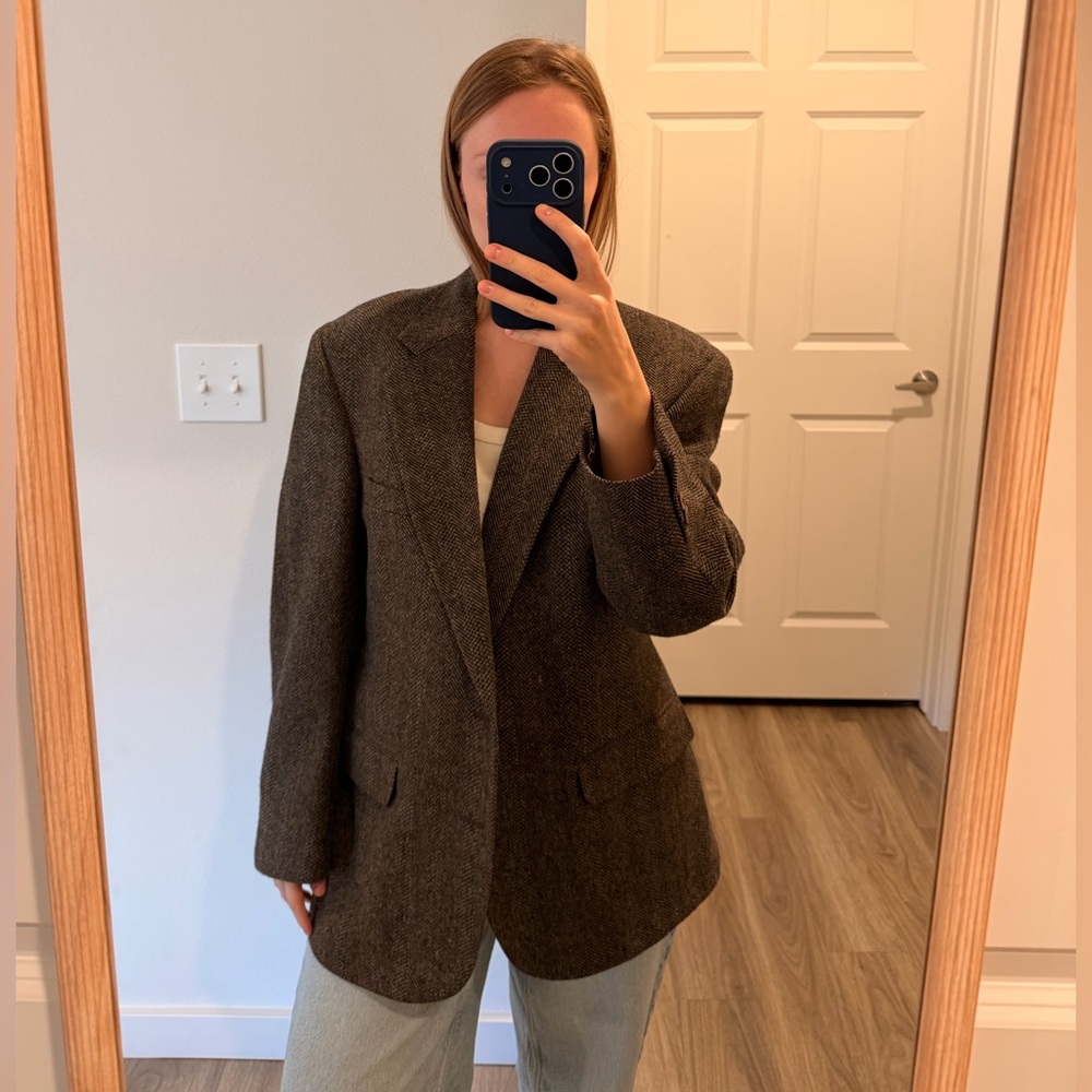 Vintage Oversized Brown Women's Blazer Jacket